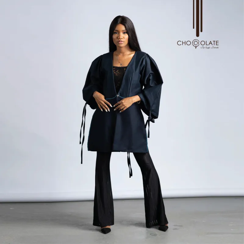 Navy Laced Booty Jacket sold by Chocolate