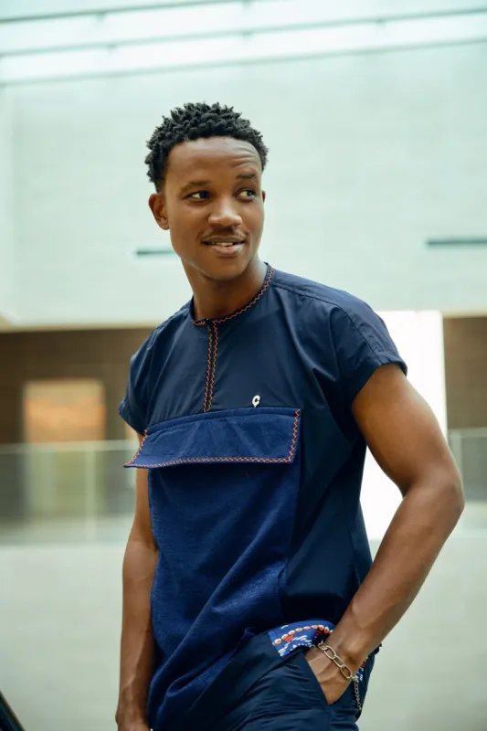 Navy Agbada Top sold by Chocolate