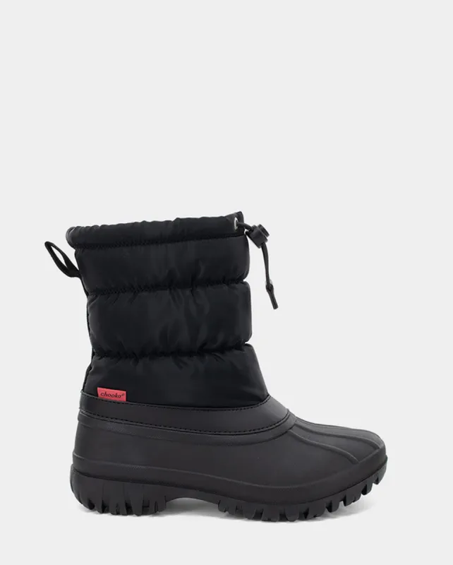NYLON PUFFER MID COLD WEATHER BOOT - BLACK sold by chooka