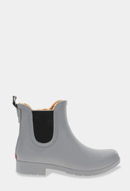 DELRIDGE FAUX FUR CHELSEA RAIN BOOT - GRAY sold by chooka