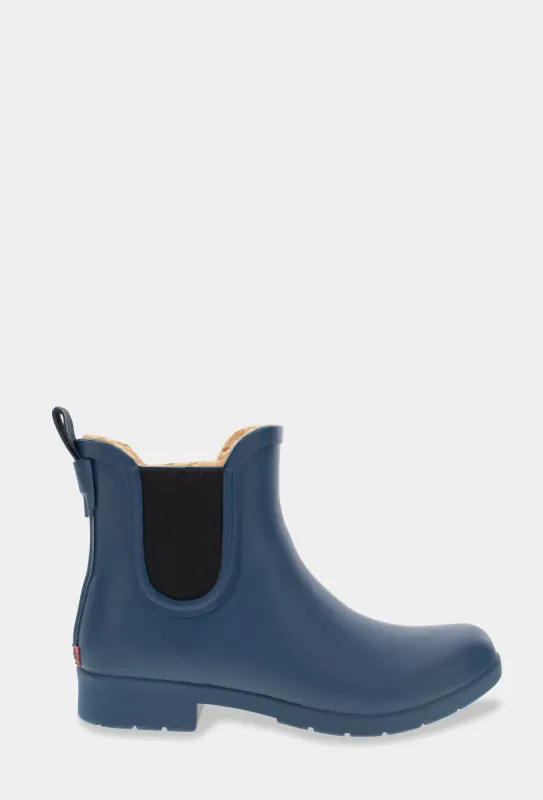 DELRIDGE FAUX FUR CHELSEA RAIN BOOT - NAVY sold by chooka