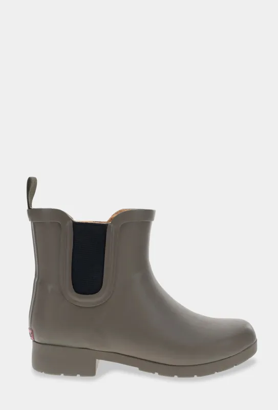 DELRIDGE FAUX FUR CHELSEA RAIN BOOT - OLIVE sold by chooka