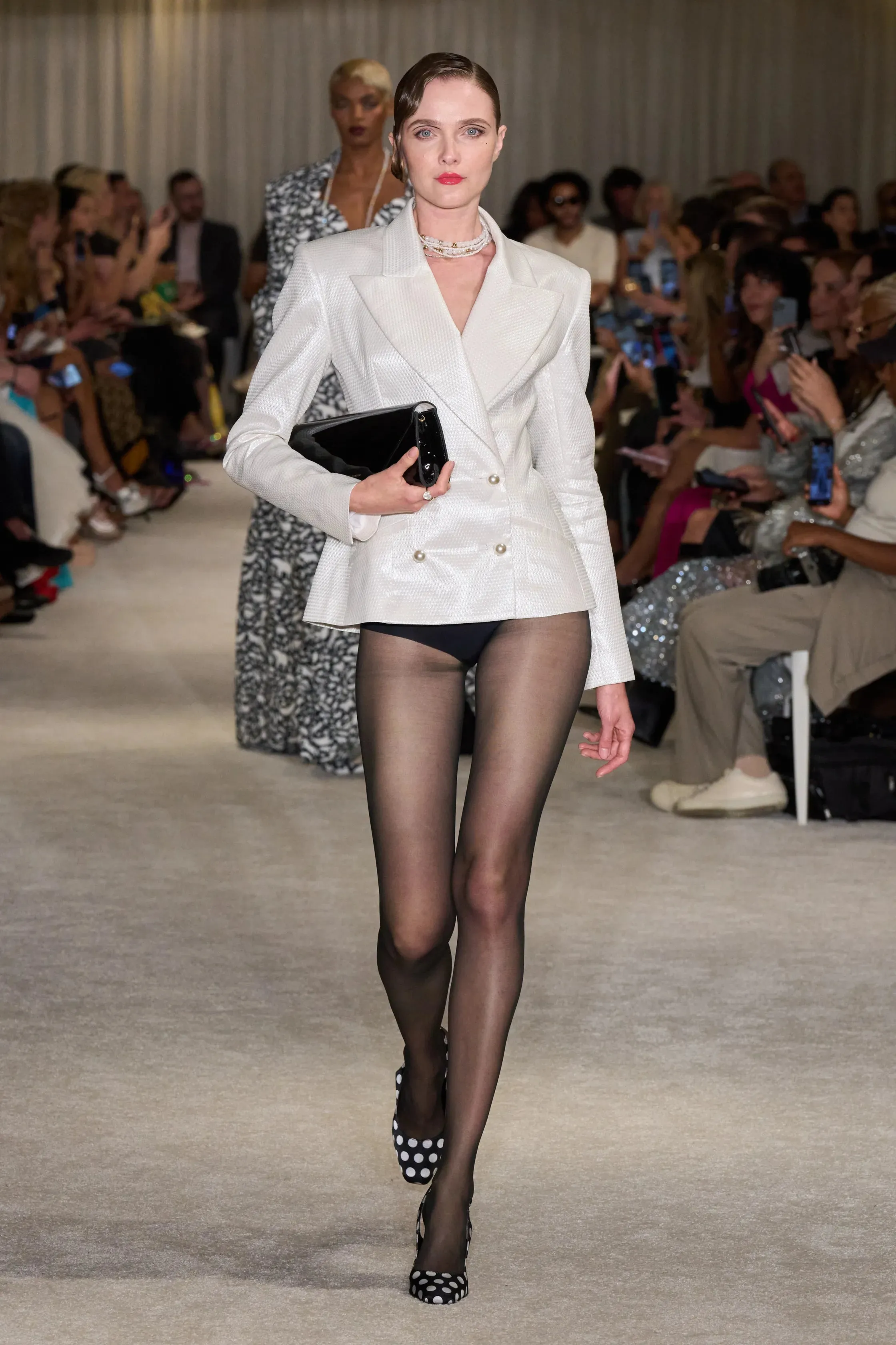 White Pearl Brocade Blazer sold by Christian Siriano
