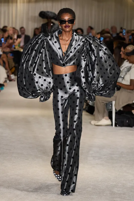 Metallic Polka Dot Flare Trouser made by Christian Siriano