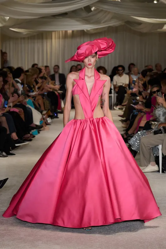 Fuchsia Lapel Cutout Ball Gown made by Christian Siriano