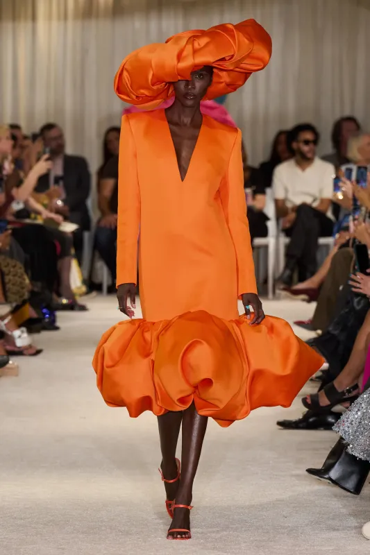Orange Long Sleeve Bubble Hem Dress sold by Christian Siriano