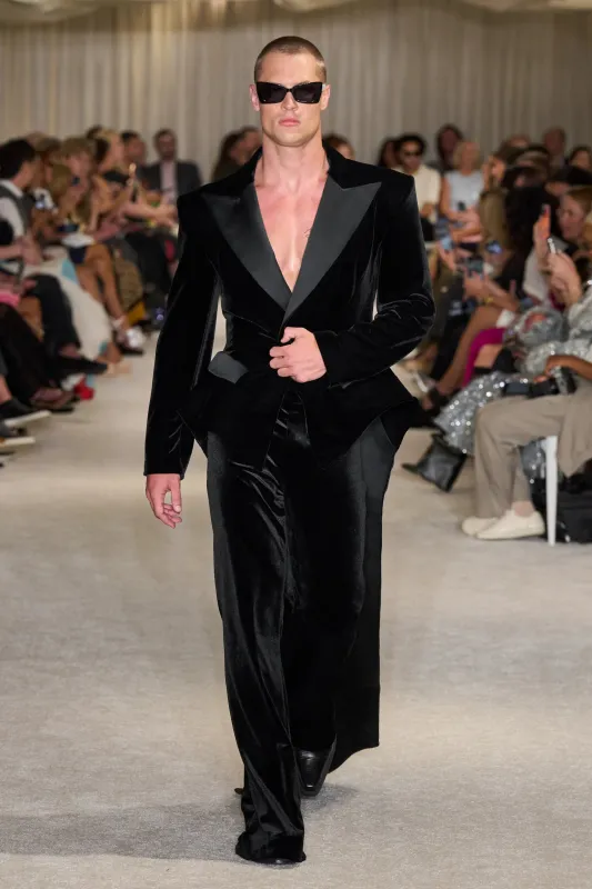 Black Velvet Wide Leg Trouser made by Christian Siriano