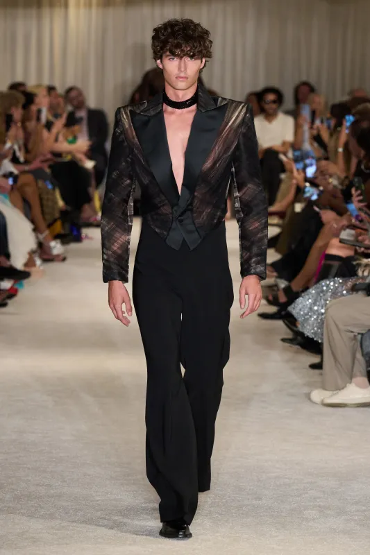 Black Draped Tulle Blazer made by Christian Siriano