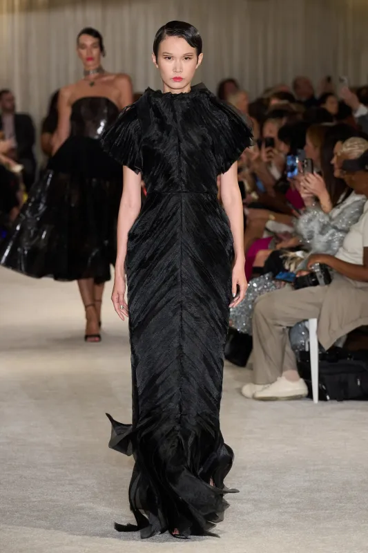 Black Pleated Organza Gown made by Christian Siriano