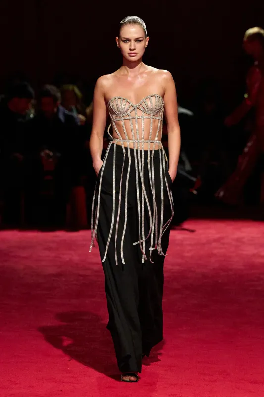 Black Wide Leg Trousers sold by Christian Siriano