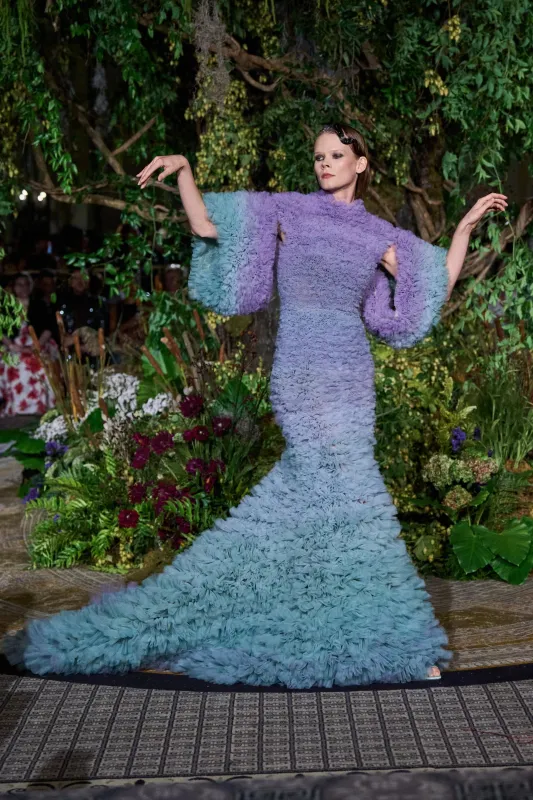 LAVENDER & SEAFOAM OMBRÉ TULLE GOWN sold by Christian Siriano
