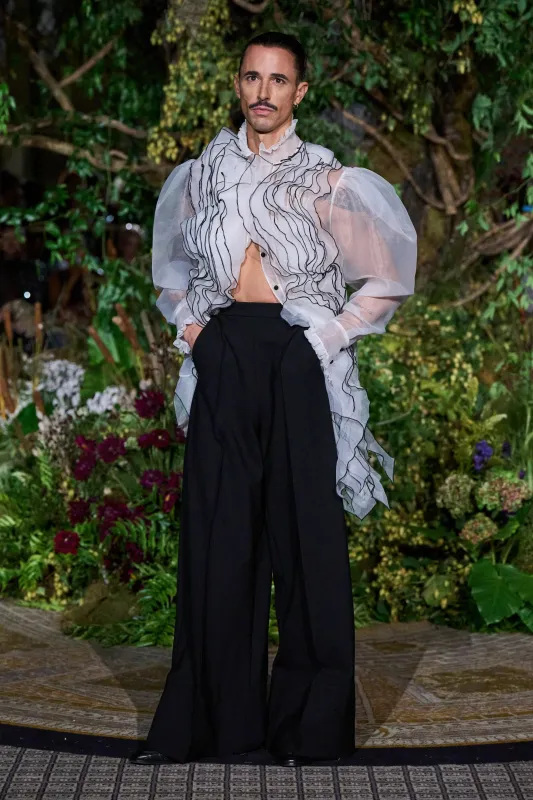 BLACK WIDE LEG TROUSERS sold by Christian Siriano