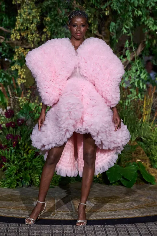 PINK STRUCTURED TULLE HI LOW DRESS sold by Christian Siriano