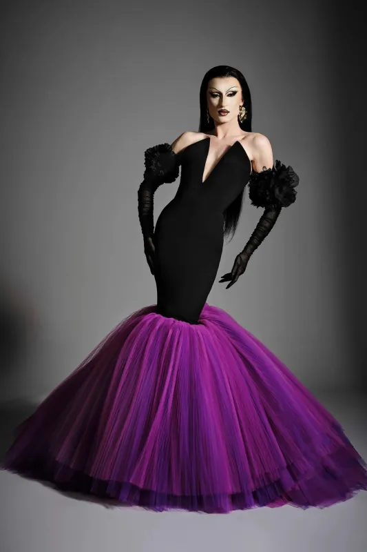 Strapless V Pleated Tulle Mermaid Gown sold by Christian Siriano