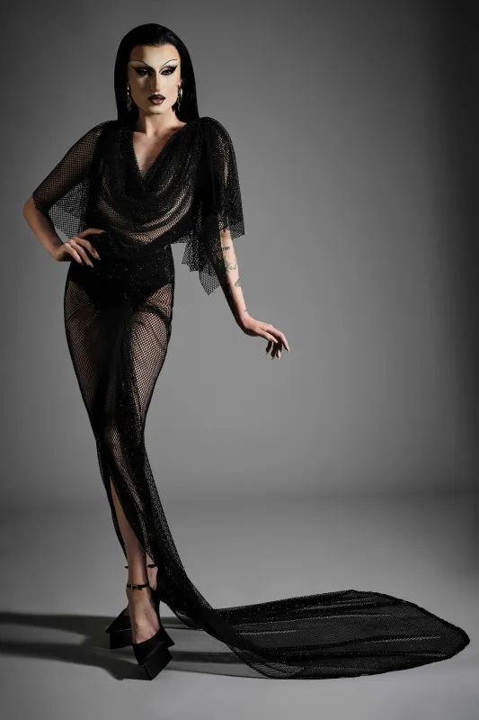 Black Crystal Mesh Gown sold by Christian Siriano