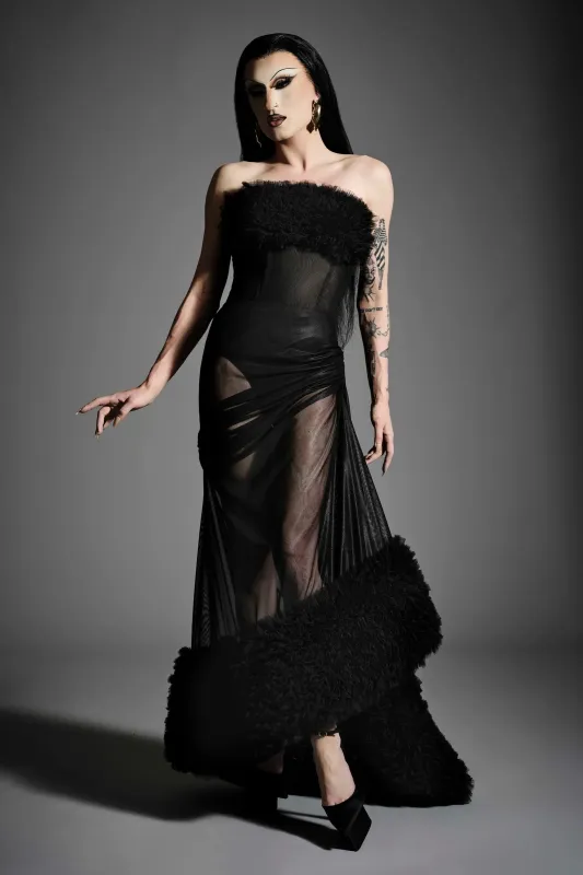 Shirred Tulle and Draped Mesh Gown made by Christian Siriano