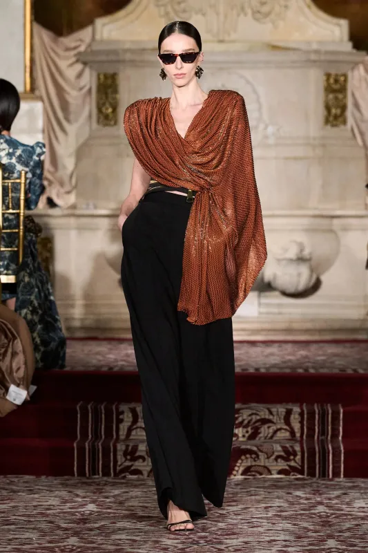Black Wide Leg Cuff Trousers sold by Christian Siriano