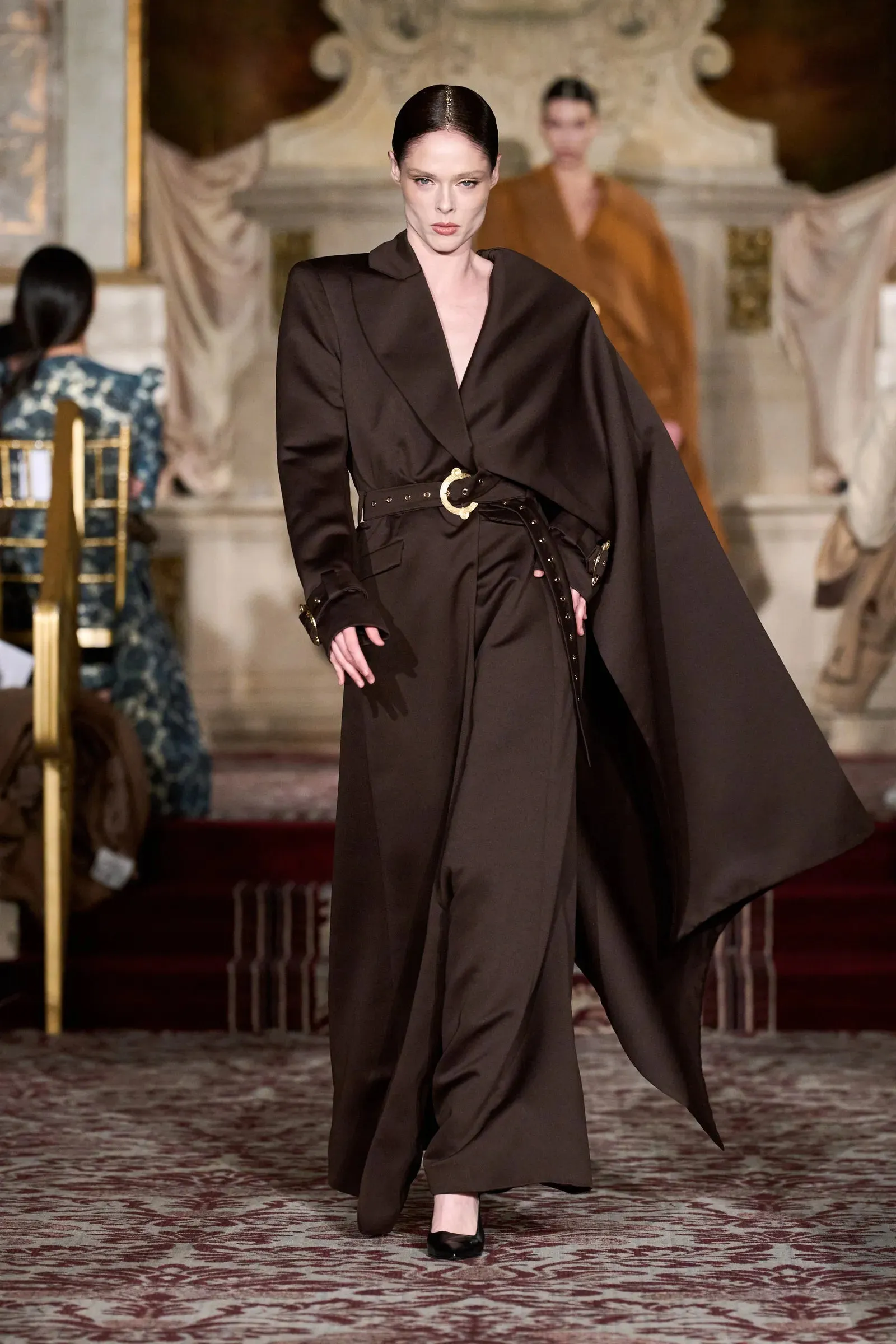 Draped Shoulder Belted Blazer Coat sold by Christian Siriano