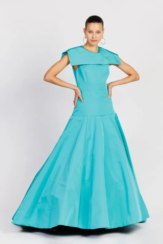Turquoise Silk Faille Gown sold by Christian Siriano
