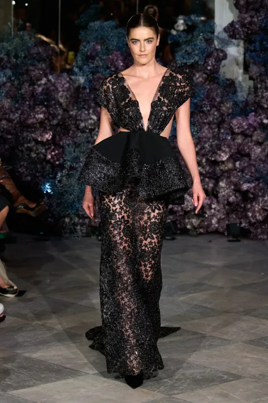 Floral Lace Peplum Gown made by Christian Siriano