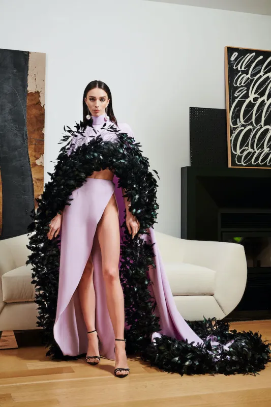 Lavender Asymmetric Skirt made by Christian Siriano