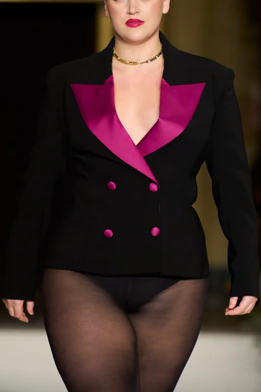 Double Breasted Silk Lapel Blazer sold by Christian Siriano