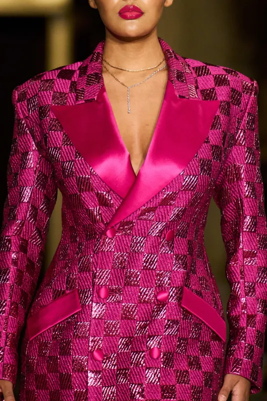 Checkered Double Breasted Blazer Coat made by Christian Siriano