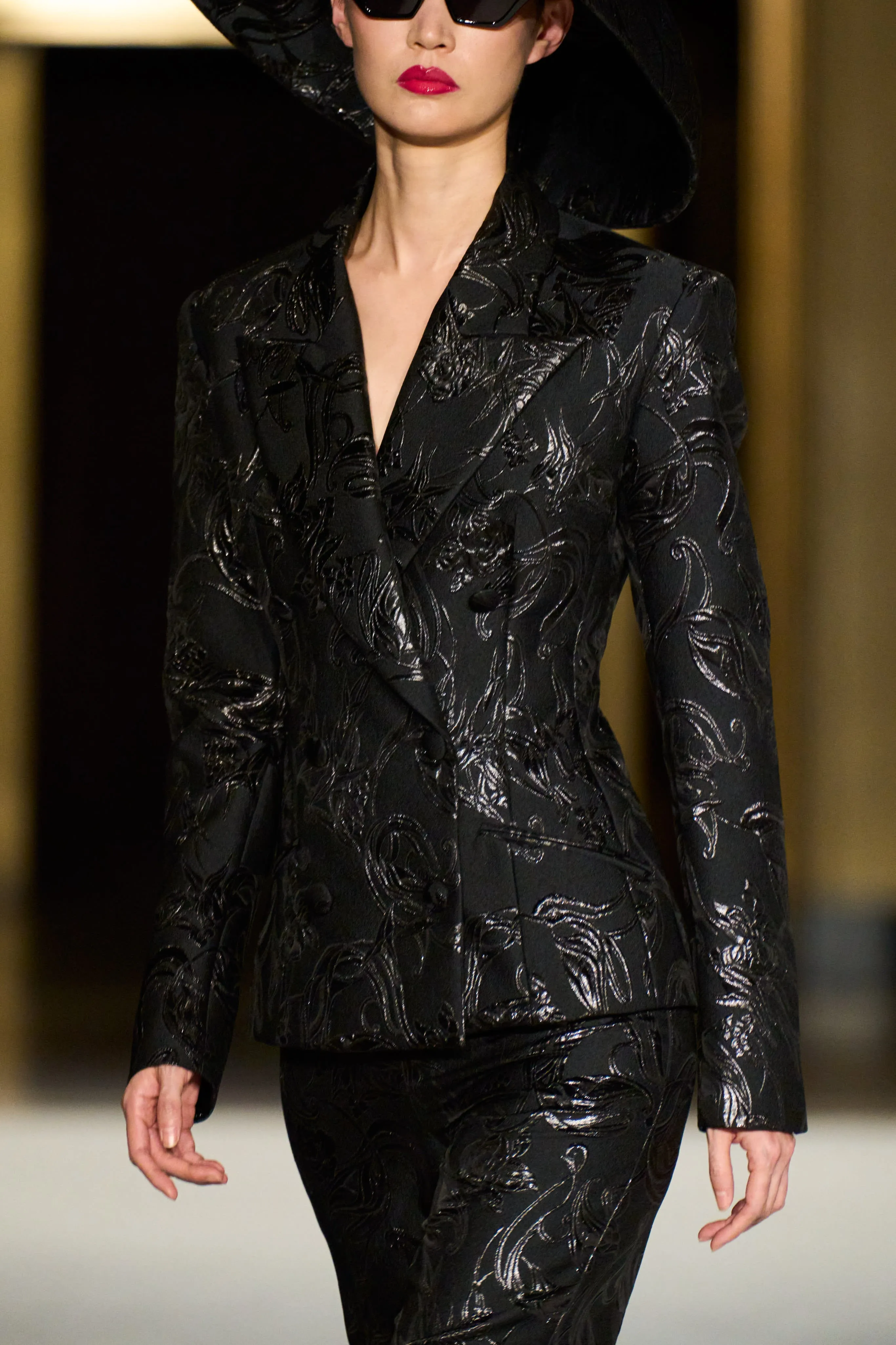 Double Breasted Black Metallic Brocade Blazer sold by Christian Siriano