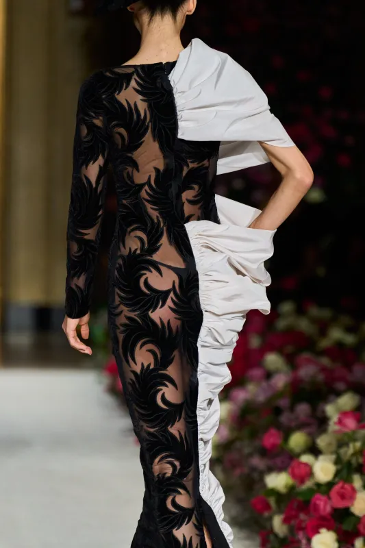 Burnout Velvet Gown with Draped Silk Faille Panel made by Christian Siriano