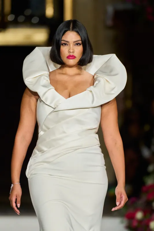 Orchid Neckline Draped Sheath Gown made by Christian Siriano