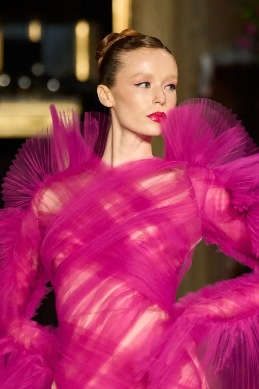 Orchid Draped Tulle Mermaid Gown made by Christian Siriano