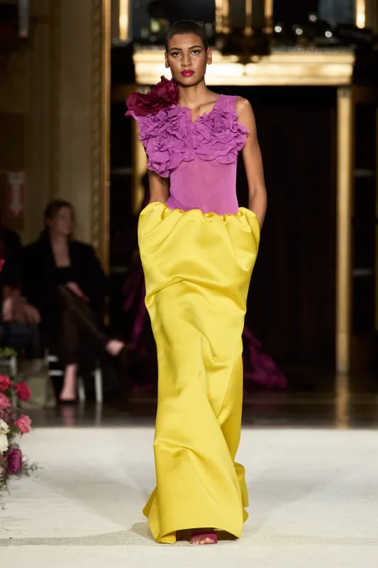 Floral Appliqué Drop Waist Gown made by Christian Siriano