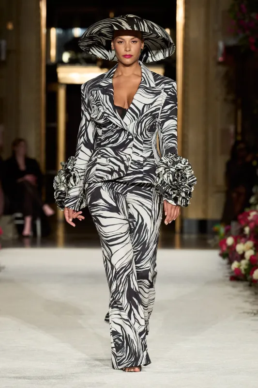 Rose Print Flare Trouser made by Christian Siriano