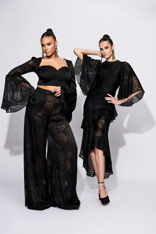 Sheer Abstract Wing Sleeve Dress made by Christian Siriano