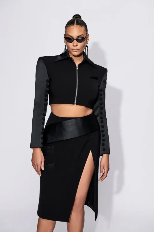 Cropped Jacket with Button Sleeves made by Christian Siriano