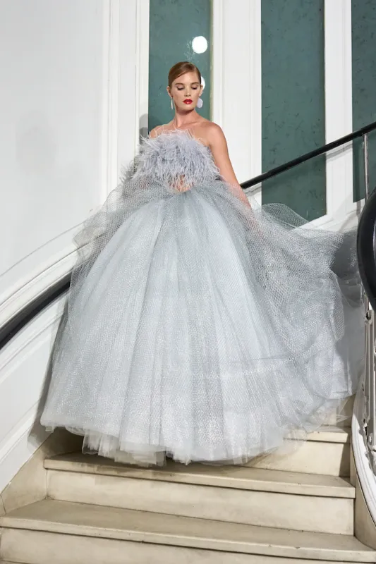 Silver Sparkle Mesh Ball Skirt made by Christian Siriano
