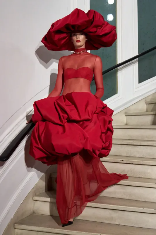 Mesh Peplum Bubble Gown made by Christian Siriano