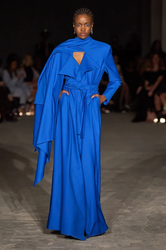 Cobalt Belted Trench Coat made by Christian Siriano