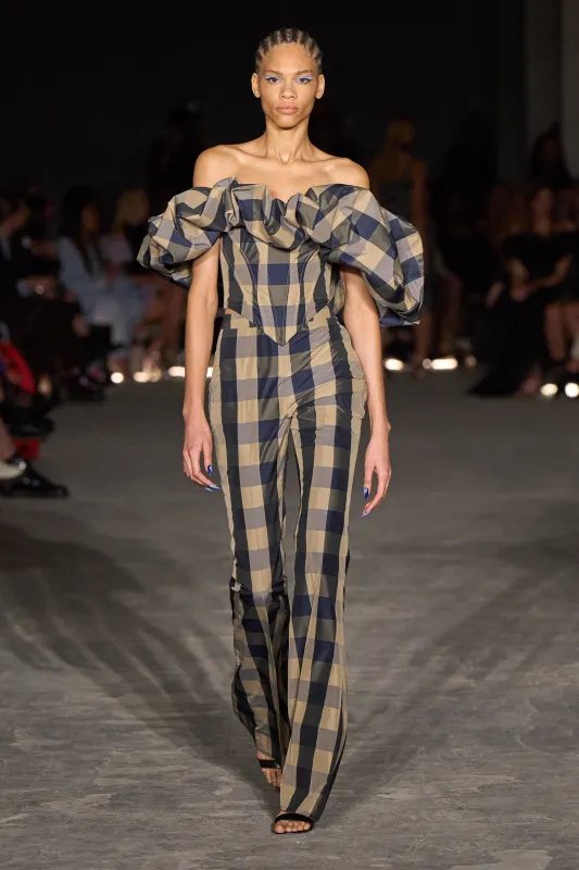 Plaid Flare Trousers made by Christian Siriano