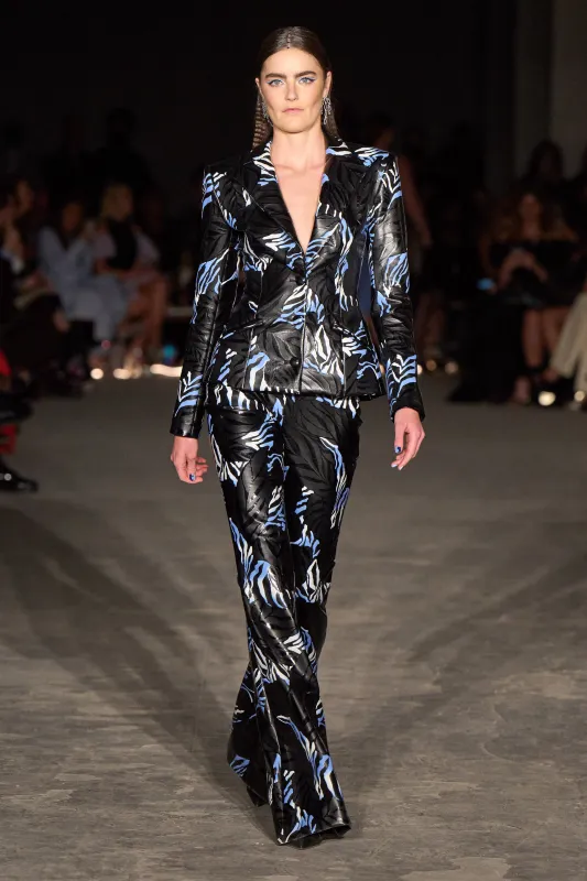 Zebra Print Vegan Leather Trousers sold by Christian Siriano