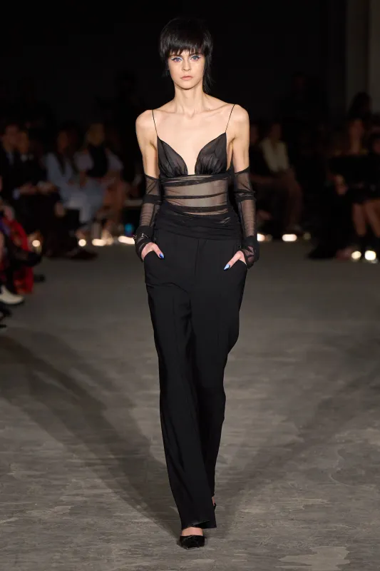 Black Chiffon Off the Shoulder Top sold by Christian Siriano