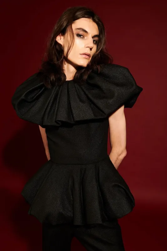 Textured Bubble Peplum Top sold by Christian Siriano