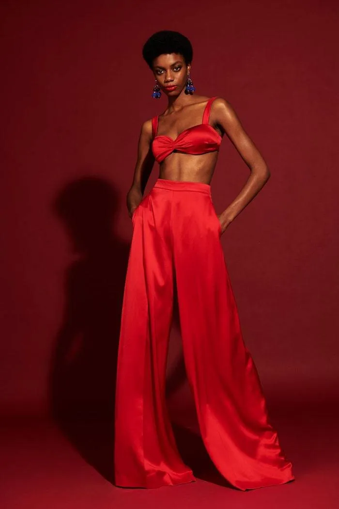 Satin Wide Leg Trousers sold by Christian Siriano