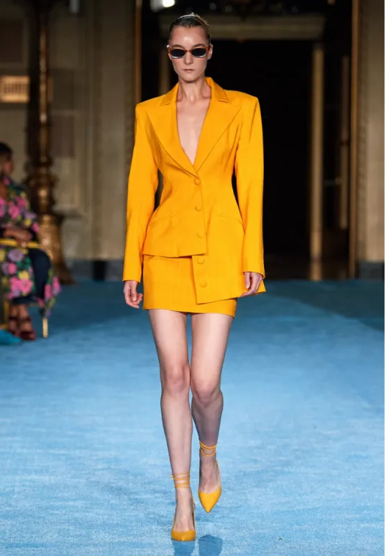 Textured Linen Mini Skirt sold by Christian Siriano