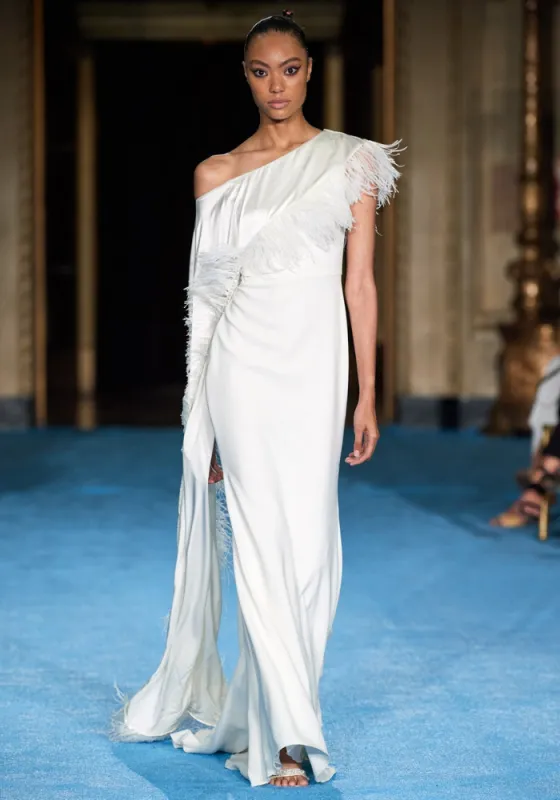 Silk Cascading Feather Sleeve Gown made by Christian Siriano