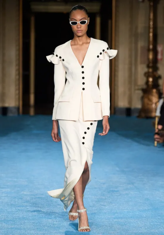 Ruffle Shoulder Blazer made by Christian Siriano