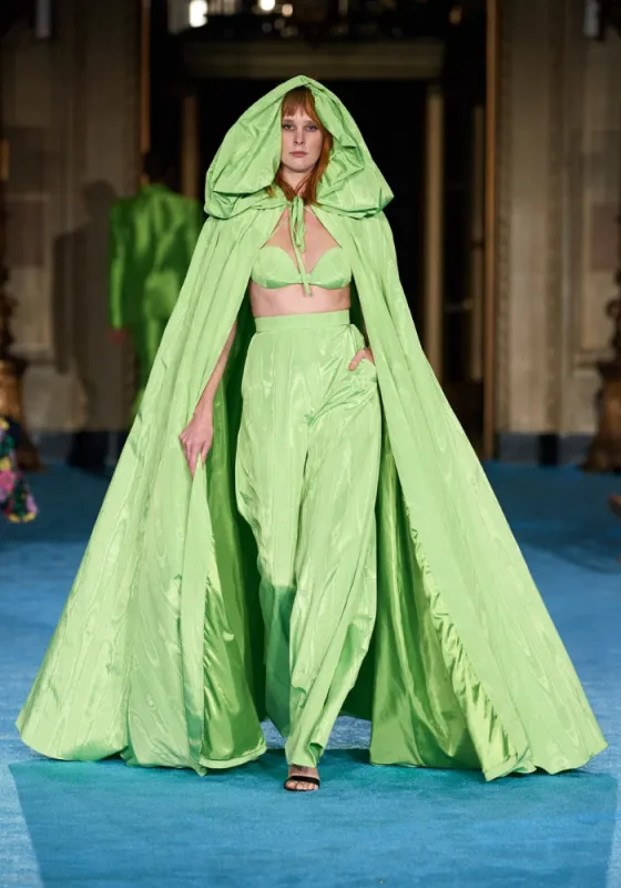 Pear Moire Wide Leg Trouser sold by Christian Siriano