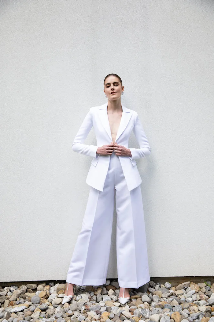 Satin Single Button Blazer with Wide Leg Trouser Suit sold by Christian Siriano product image thumbnail 2