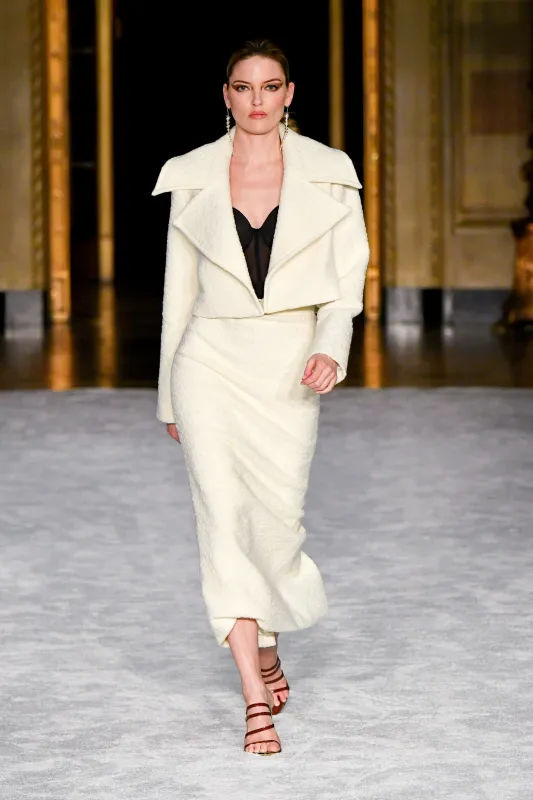 Ivory Boucle Pencil Skirt made by Christian Siriano