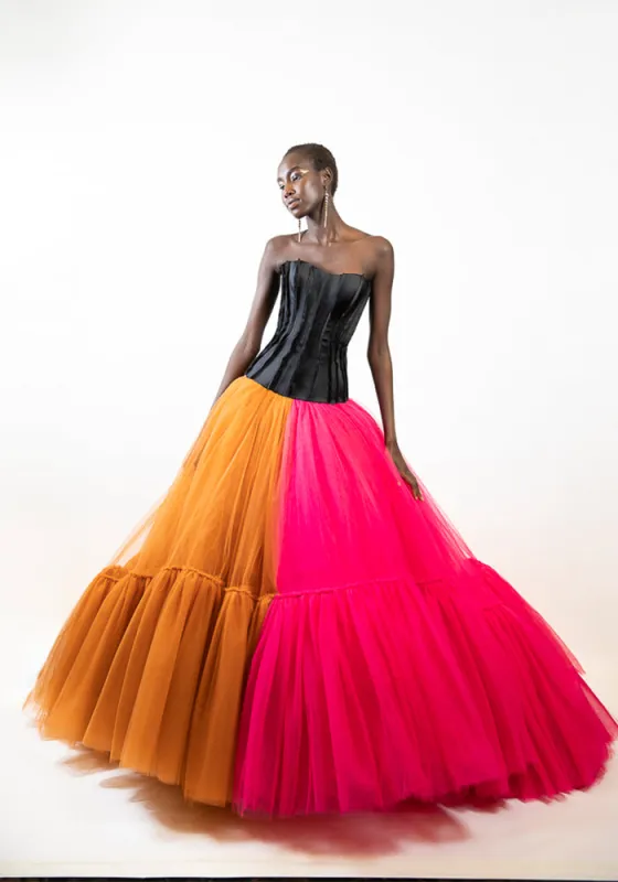 Drop Waist Color Block Tulle Ball Gown made by Christian Siriano